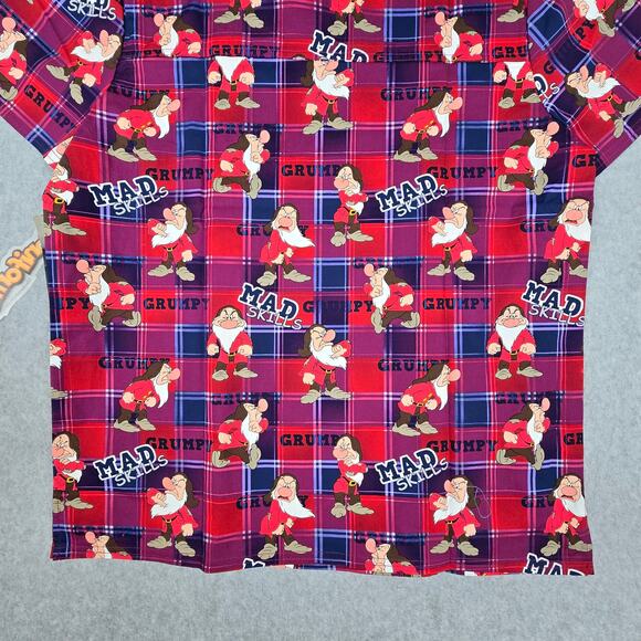 NWT Disney Mens Medium Grumpy Print 3-Pocket Scrub Top Tooniforms by Cherokee - Picture 13 of 16